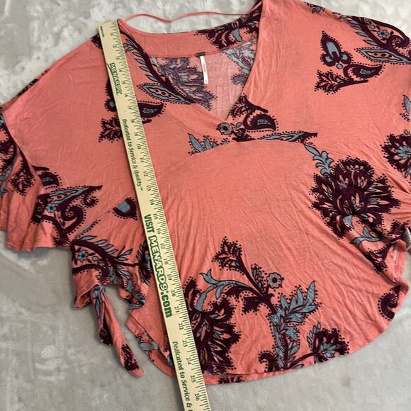 Free People Top Womens XS Pink‎ Floral Maui Wowie Boho Whimsical Flowy Festival - Picture 9 of 12